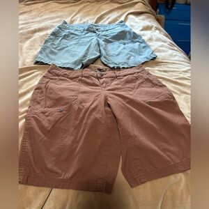 Prana Cargo Shorts - Brown and Light Blue 2